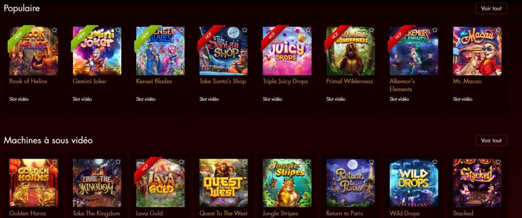 Les jeux sur BeVegas Casino
